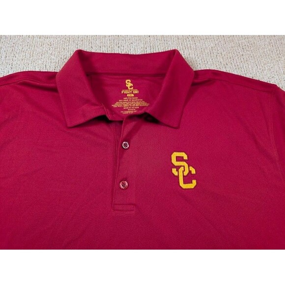 USC Trojans Polo Shirt 2XL Fight On Authentic Apparel NWT Maroon Gold "Game Day" - Picture 2 of 6